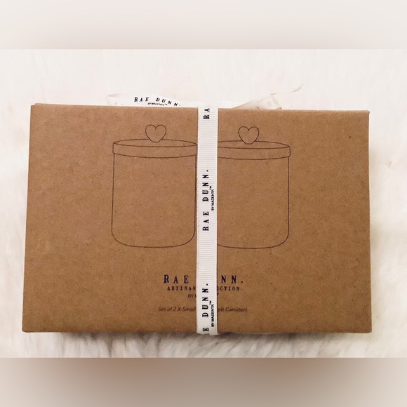 Rae Dunn by Magenta HELLO PRETTY Ceramic 2pc Mini Canisters w/black heart topper - Picture 6 of 7